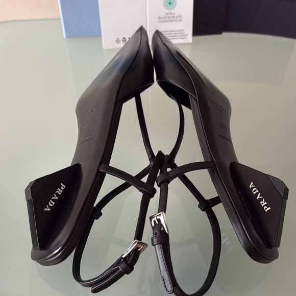 NIB PRADA Modellerie Pointed toe kitten Heel Slingback PUMP/shoes 8-8.5 US/38.5 - Picture 6 of 16